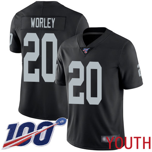 Oakland Raiders Limited Black Youth Daryl Worley Home Jersey NFL Football #20 100th Season Vapor Jersey->women nfl jersey->Women Jersey
